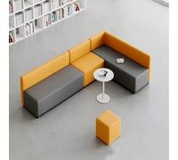 BEDOIN Negocie El Juego De Sofá Y Mesa De Café, Sofás Minimalistas Creativos para Oficina, Sofá De Madera Sólida, para Estudio, Sala De Juegos, Lobby De Hotel, Restaurante, Grey-3.2 * 1.8m