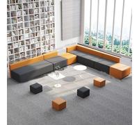 BEDOIN Negocie El Juego De Sofá Y Mesa De Café, Sofás Minimalistas Creativos para Oficina, Sofá De Madera Sólida, para Estudio, Sala De Juegos, Lobby De Hotel, Restaurante, grey-360 * 320cm