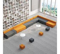 BEDOIN Negocie El Juego De Sofá Y Mesa De Café, Sofás Minimalistas Creativos para Oficina, Sofá De Madera Sólida, para Estudio, Sala De Juegos, Lobby De Hotel, Restaurante, grey-540 * 300cm