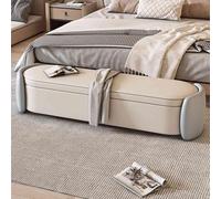 BEDOIN Otomana con almacenamiento, banco otomano de almacenamiento para extremo de cama, banco de almacenamiento tapizado para sala de estar, entrada, pasillo, gris claro, 150 cm