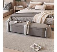 BEDOIN Otomana con almacenamiento, banco otomano de almacenamiento para extremo de cama, banco de almacenamiento tapizado para sala de estar, entrada, pasillo, gris oscuro, 2-150 cm