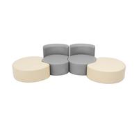 BEDOIN Silla de Club de Cuero de Faux PU, sofá Soltero de sillón ergonómico, Silla de sofá de Barril tapizado, para Sala de Estar, Sala de Espera de la Oficina. grey-4pcs