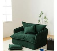 BEDOIN Silla de sofá única tapizada de Gran tamaño, sofá cómoda tapizada de Pana, con Almohada y Cojines espesados, sofá Perezoso para la Sala de Estar de apartamento green-220cm