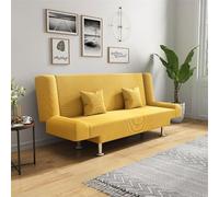 BEDOIN Sofá cama convertible de 2 plazas, sofá cama reclinable plegable ajustable, cómodo sofá cama pequeño para espacio pequeño, sala de estar, dormitorio, oficina, apartamento, amarillo, 150 x 200