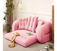 BEDOIN Sofá de compresión de esponja, sofás con respaldo curvado, tapizado de tela moderna de media luna, asiento profundo, para apartamento, sala de estar, oficina, rosa, 210 x 110 x 60 cm