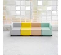 BEDOIN Sofá de Salón de Oficina, Asientos Suaves Modulares, Sofás Combinados Acolchados, Tela Impermeable, Asientos Flexibles, para Sala de Espera de la Oficina de la Insti Colorful-2.4 * 0.6m