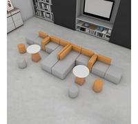 BEDOIN Sofá modular, sofás combinados acolchados, fácil de montar, para centro comercial, oficina, centro de servicio, pasillo, biblioteca, recepción, gris, 520 cm