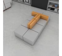BEDOIN Sofá modular, sofás combinados acolchados, fácil de montar, para centro comercial, oficina, centro de servicio, pasillo, biblioteca, recepción, gris, 260 x 120 cm