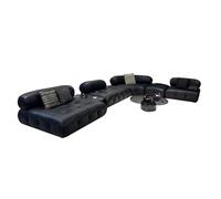 BEDOIN Sofá Seccional Modular, Oficina, Asiento Extra Profundo, Soporte Ergonómico, Cojines De Alta Resiliencia, Hogar Y Empresa, Multisitio, Sofás Negros De Cuero 390 * 270 * 68cm
