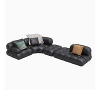 BEDOIN Sofá Seccional Modular, Oficina, Asiento Extra Profundo, Soporte Ergonómico, Cojines De Alta Resiliencia, Hogar Y Empresa, Multisitio, Sofás Negros De Cuero 330 * 210 * 68cm