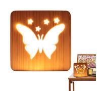 Bedroom Desk Lamp - Wooden Table Atmosphere Lighting, Bedside LED Light for Warm Ambient Illumination | Decorative Nightstand Lamp for Nursery, Shelf, Bedroom and Living Room Decor | Modern Wooden