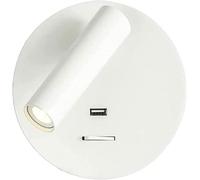 Bedroom Focused Reading Light with Spotlight Wall Lamp with USB Charging Port and Switch Wall for Living(White,Round)