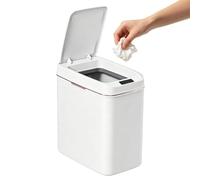 Bedroom Trash Can With Lid - 12.2 Inches, Contactless Smart Sensor Bucket, Square Slim Waste Bin | Automatic Garbage Container, Narrow Recycling Basket For Bathroom, Office, Kitchen, Apartment