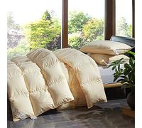 BEDSETS King Size 13.5 TOG - Edredón De Plumas Y Plumón De Ganso Blanco - Tejido 100% Algodón A Prueba De ácaros Y Plumón - Cosido En Caja - Edredón De Invierno Anti Alérgeno (Amarillo,220x240cm5kg)