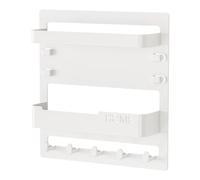 Bedside Floating Shelf - Esthetic Wall Mounted Organizer Shelf, Strong Adhesive Installation, Integrated Hooks, Cord Management Clips | Bedroom, Living Room, Nightstand Alternative, Small Item
