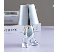 Bedside Touch Control Table Lamp,Thinker Sculpture Night Light,Tricolor Dimming,Touch Switch,Usb Port,For Home Office Room Decoration Gift, LJJY-KK, Silver