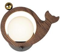 Bedside Wall Lamp, Fish Shaped Metal Wall with Spherical Acrylic Lampshade, Wall Light Fixture - 12W - 3 Color Modes, Cartoon Wall Lamp for Children's Room