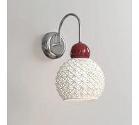 Bedside Wall Lamp Globe Ceramic Cage Wall Sconce Elegant Cream Home Decor Lighting Fixture, Chrome Indoor Hardwired Metal Wall SconcesStylish Cafe Art Wall Light