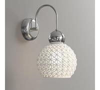 Bedside Wall Lamp Globe Ceramic Cage Wall Sconce Elegant Cream Home Decor Lighting Fixture, Chrome Indoor Hardwired Metal Wall SconcesStylish Cafe Art Wall Light