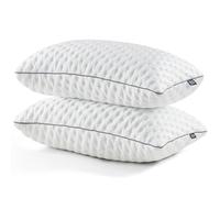 BedStory Juego de 2 almohadas de cama de 40 x 70 cm - Espuma viscoelástica triturada y fibra con relleno ajustable, suaves y transpirables para dormir, funda lavable