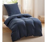 Bedsure Bedding Funda Nordica Cama 90 - Poliéster Microfibra Juego de Funda de Edredon 135x200 cm y 1 Funda de Almohada 50x75 cm, Funda Nórdica con Cremallera ÖKO-Tex (Azul)