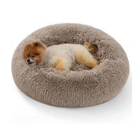 Bedsure Cama Gato Antiestres Invierno - Cama Perro Pequeño con Felpa Suave, Cojin Mascota de Pelo Relajante y Lavable,Camello,60x60CM