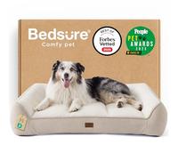 Bedsure Cama Lavable Perros Grandes - 106x76cm Sofá para Perro Extra Grueso y de Soporte con Funda Impermeable, Cama Antideslizante de Peluche Sherpa Suave, Crema