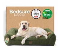 Bedsure Cama Lavable Perros Grandes - 114x81cm Sofá para Perro Extra Grueso y de Soporte con Funda Impermeable, Cama Antideslizante de Peluche Sherpa Suave, Verde Oscuro