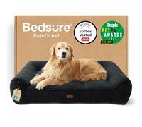 Bedsure Cama Lavable Perros Grandes - 122x89cm Sofá para Perro Extra Grueso y de Soporte con Funda Impermeable, Cama Antideslizante de Peluche Sherpa Suave, Negro