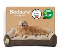 Bedsure Cama Lavable Perros Grandes - 122x89cm Sofá para Perro Extra Grueso y de Soporte con Funda Impermeable, Cama Antideslizante de Peluche Sherpa Suave, Marrón