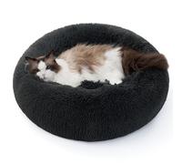 Bedsure Cama para Gato Lavable - Ø 50 cm, Cama Suave para Perro, Lugar de Descanso para Gatos y Perros pequeños y medianos, cojín Redondo de Peluche, Cama acogedora para Gato, Gris Oscuro