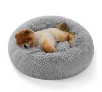 Bedsure Cama para Gato Lavable y Suave - Ø 60 cm Lugar de Descanso para Gatos y Perros pequeños, cojín Redondo de Peluche para Gatos, Gris Claro
