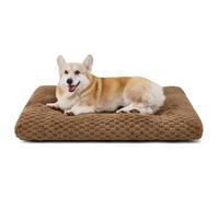 BEDSURE Cama para perros grandes lavable - cojín de felpa para perros suave de apoyo, alfombrilla para perros con parte inferior antideslizante, colchón para perros grandes, café caramelo, 89 x 58 x 9