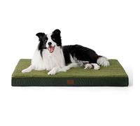 Bedsure Cama Perro Ortopética Grande - Colchón Perro Lavable y Desenfundable, Cojín Perro Viscoelástica con Espuma de Caja de Huevos, Verde Oscuro, L, 91x69x7.6 cm