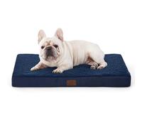 Bedsure Cama Perro Ortopética Mediano - Colchón Perro Lavable y Desenfundable, Cojín Perro Viscoelástica con Espuma de Caja de Huevos, Azul Marino, M, 76x51x7.6 cm