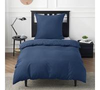 BEDSURE Colchas Ropa de cama de 135 x 200 cm, algodón azul, funda nórdica de 2 piezas con funda de almohada de 80 x 80 cm, ropa de cama con cremallera