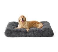 Bedsure Colchón para Jaula de Perro Grande - Colchón Mullido Lavable con Fondo Antideslizante, Cojín Térmico para Animales Grandes, Gris Oscuro, 89 x 58 cm
