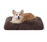 Bedsure Colchón para Jaula de Perro Mediano - Colchón Mullido Lavable para Cachorros y Gatos Grandes, Cojín Relajante Anti-Estrés con Fondo Antideslizante, Marrón, 74 x 53 cm