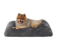 Bedsure Colchón para Jaula de Perro Pequeño - Colchón Mullido Lavable para Cachorros y Gatos de Interior, Cojín Relajante Anti-Estrés con Fondo Antideslizante, Gris Oscuro, 61 x 45 cm