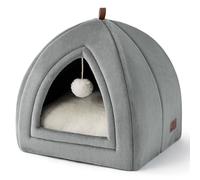Bedsure Cueva para Gatos Gris - Cama Plegable para Gatos con Cojín Lavable, Tienda para Gatitos Pequeños y Medianos, Casa Suave y Cálida para Interior, 40x40x40cm
