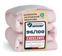 Bedsure Edredón 135x200 Relleno Nordico - Edredón de Cuatro Estaciones para Todo el Año 300 gr/m² - 4 Estaciones Reversible Rosa/Gris, Duvet Suave y Cálido para Alérgicos