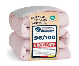 Bedsure Edredón 200x200 Edredón de Cuatro Estaciones para Todo el Año 300GSM - 4 Estaciones Reversible Rosa/Gris, Duvet Suave y Cálido para Alérgicos