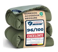 Bedsure Edredón 200x200 Relleno Nordico - Edredón de Cuatro Estaciones para Todo el Año 300 gr/m² - 4 Estaciones Reversible Verde Bronce/Verde Iceberg, Duvet Suave y Cálido para Alérgicos