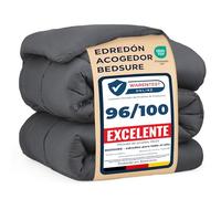 Bedsure Edredon Cama 105 Acolchado - Edredón 200x200 cm Relleno Nórdico 300 gr/m², Microfibra Hipoalergénico con Certificado Oeko-Tex, Cálido para 4 Estaciones, Lavable A Máquina Gris