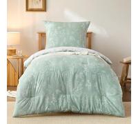 Bedsure Edredón Cama 80 - Edredón sin Funda 135x200 cm con 1 Funda de Almohada 80x80 cm - Juego de edredón de 2 Piezas hipoalergénico, 4 Estaciones, edredón Lavable, Verde éter