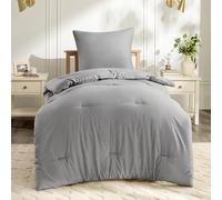 Bedsure Edredón Cama 80 - Edredón sin Funda 135x200 cm con 1 Funda de Almohada 80x80 cm - Juego de edredón de 2 Piezas hipoalergénico, 4 Estaciones, edredón Lavable, Gris Ceniza