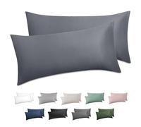 BEDSURE Funda de Almohada 40x60 - Algodón, Antracita Pack de 2, Oeko-Tex