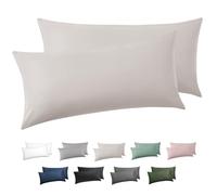 BEDSURE Funda de Almohada 40x80-100% Algodón, Beige Pack de 2, Oeko-Tex