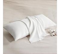 BEDSURE Funda de Almohada 40x80-100% Algodón, Blanco Pack de 2, Oeko-Tex