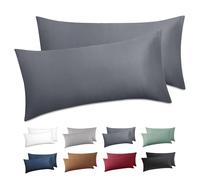 BEDSURE Funda de Almohada 40x80 - Algodón, Antracita Pack de 2, Oeko-Tex